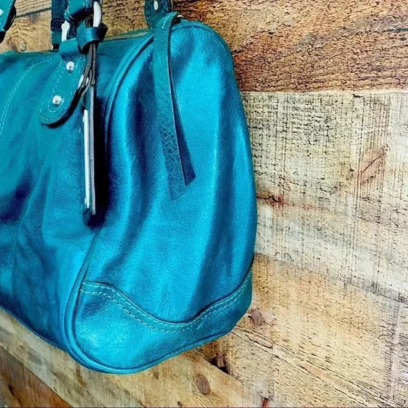Marks & Spencer Autograph Teal/Green Leather Satchel - Picture 3 of 10